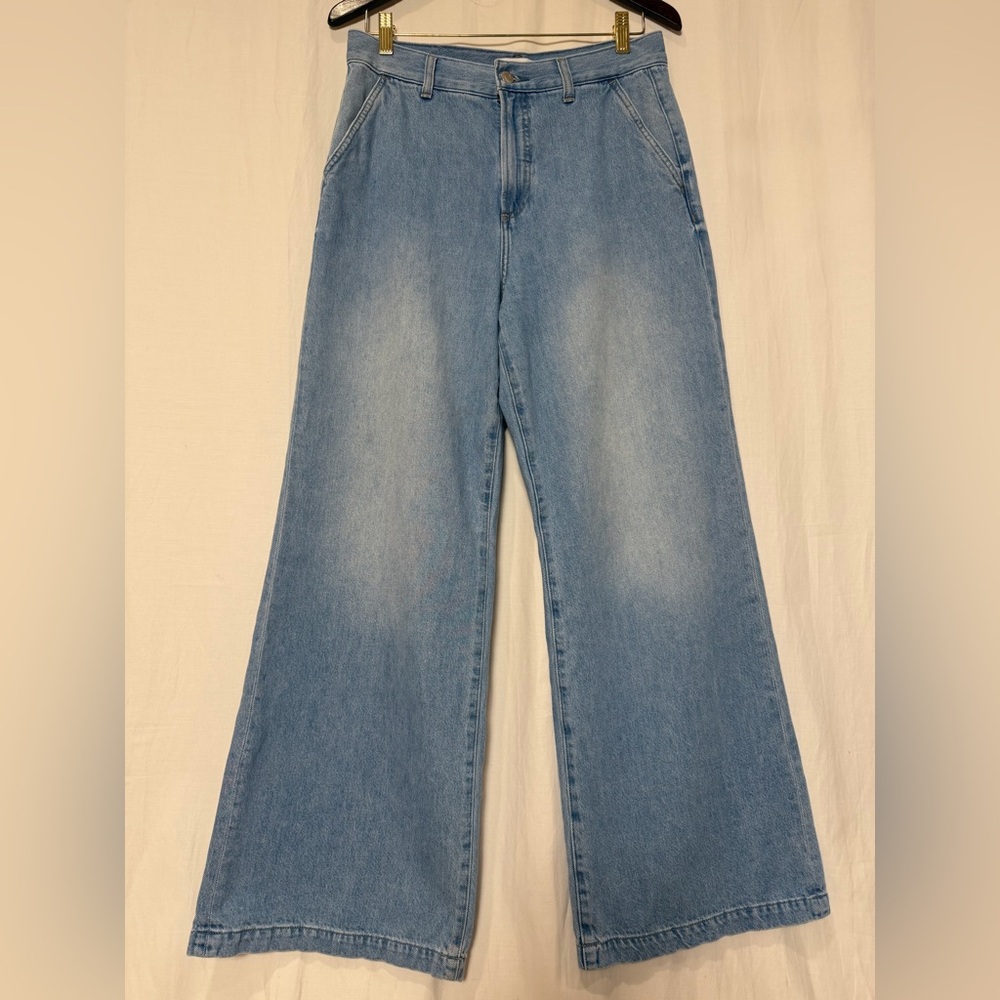 Pistola “Dalia” High Rise Wide Leg Light Blue Denim Jeans - Fly Front - Sz 28 - Picture 4 of 16
